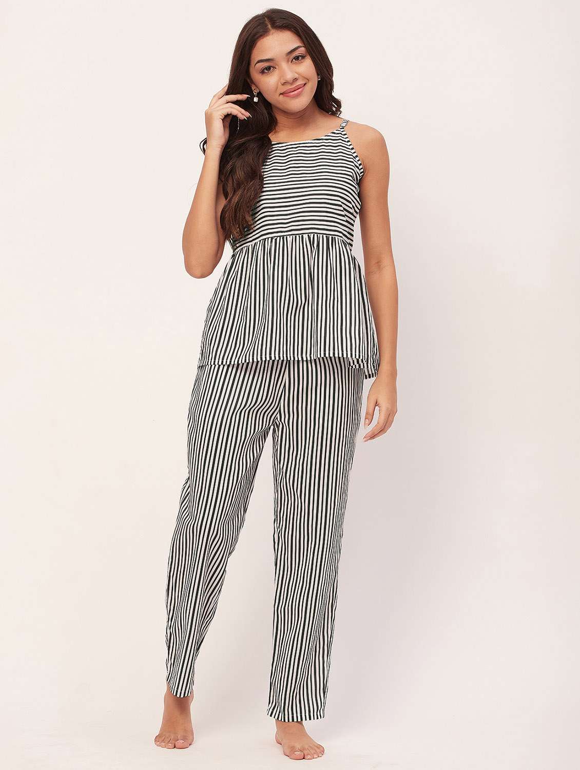 multi color stripes pyjama nightwear set