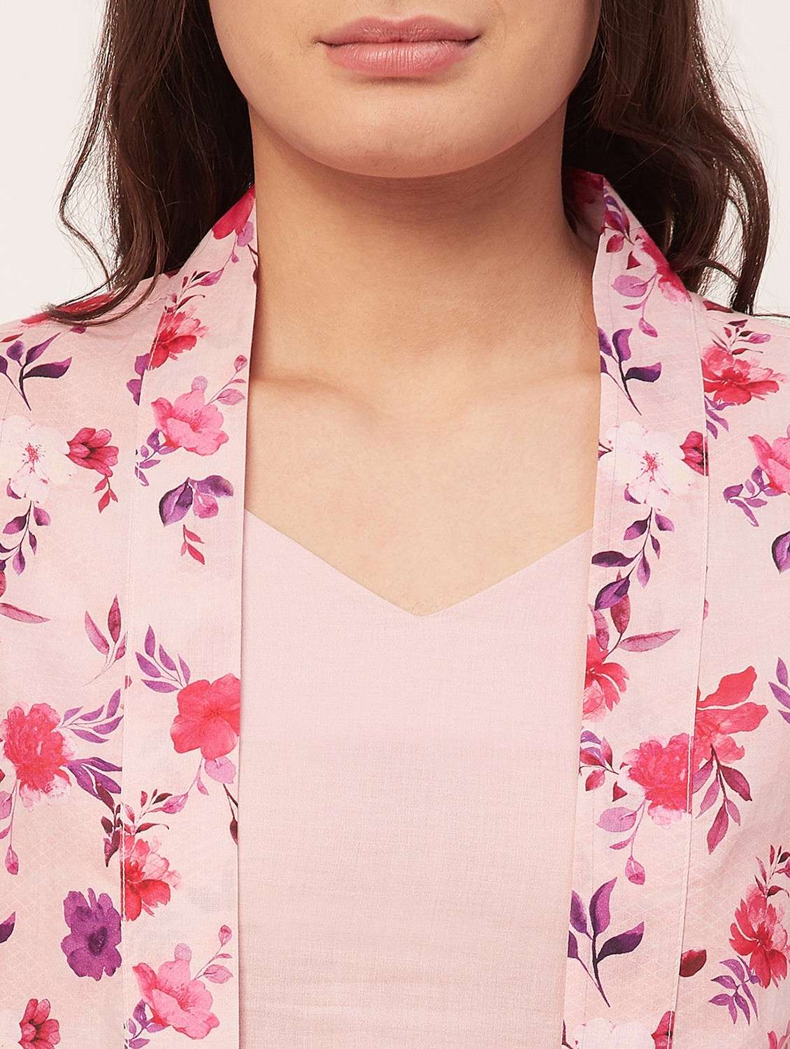 pink floral print sleepshirt with shrug - 20476007 -  Standard Image - 5