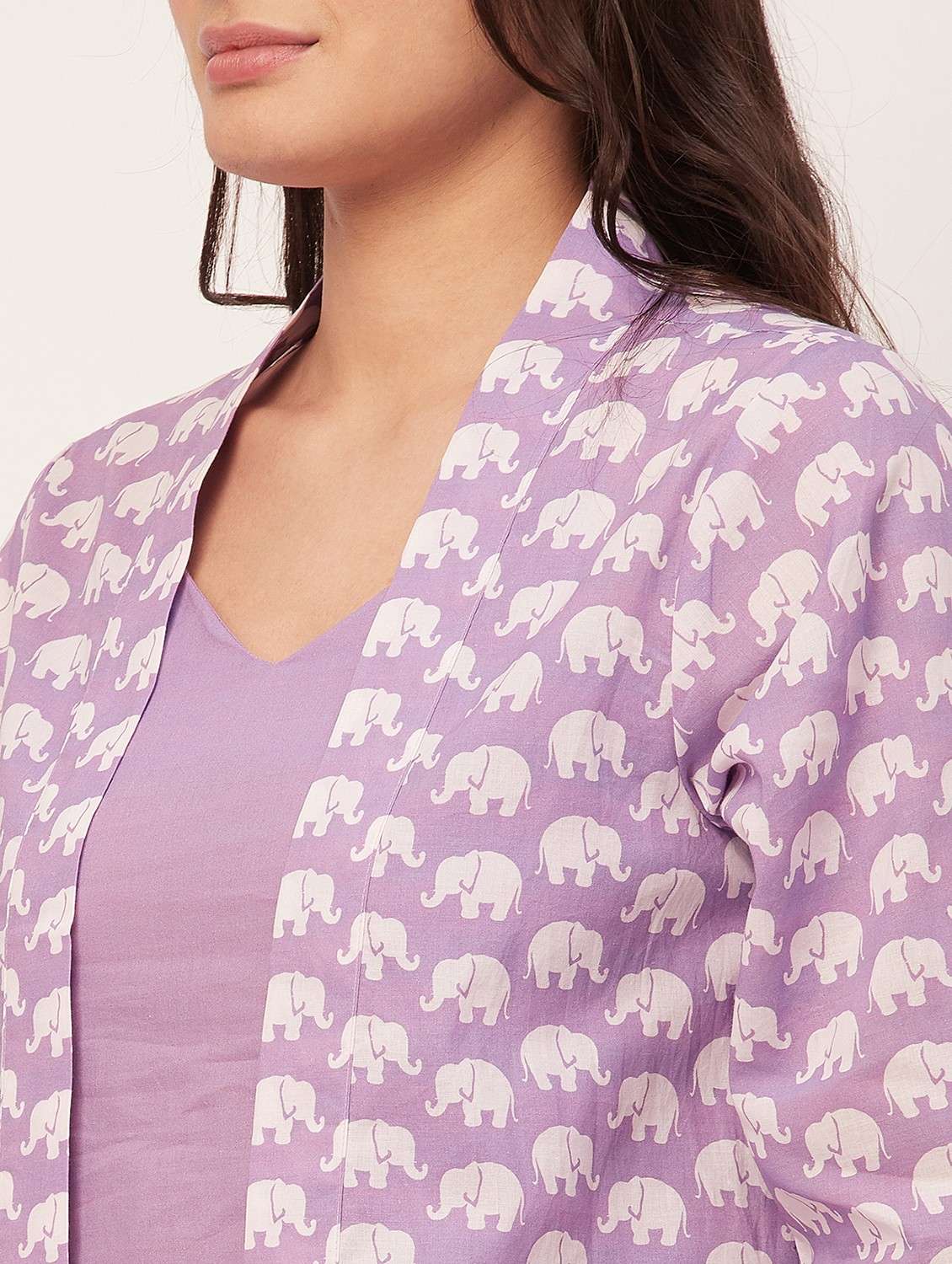 lavender animal print sleepshirt with shrug - 20476009 -  Standard Image - 5