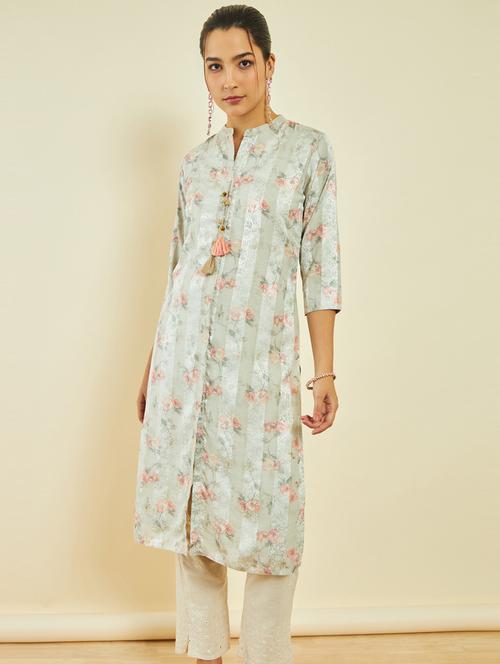women floral printed front & side both slit kurta - 20476023 -  Standard Image - 0