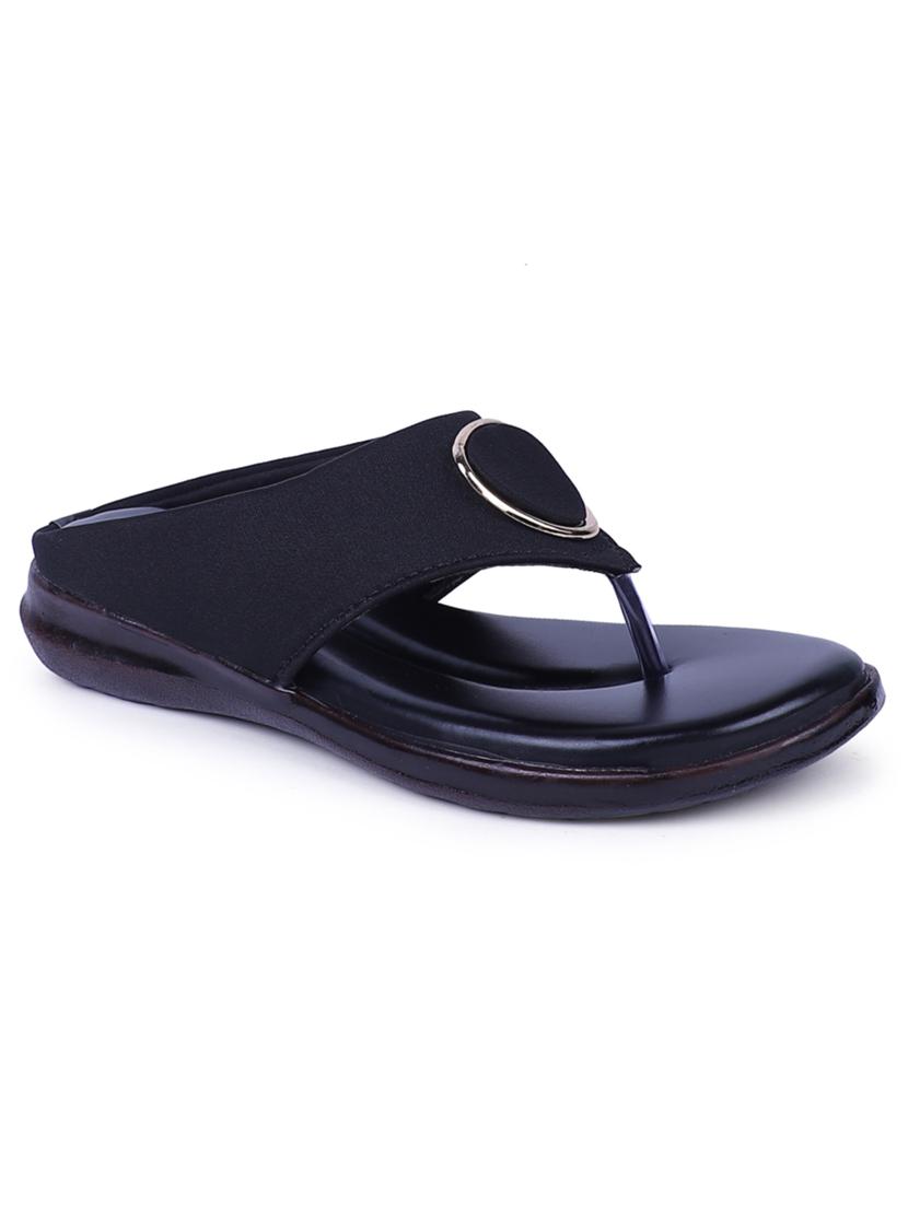women black open thong flats