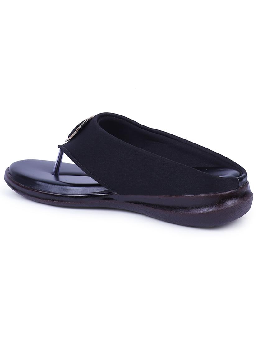 women black open thong flats - 20476198 - Standard Image - 3
