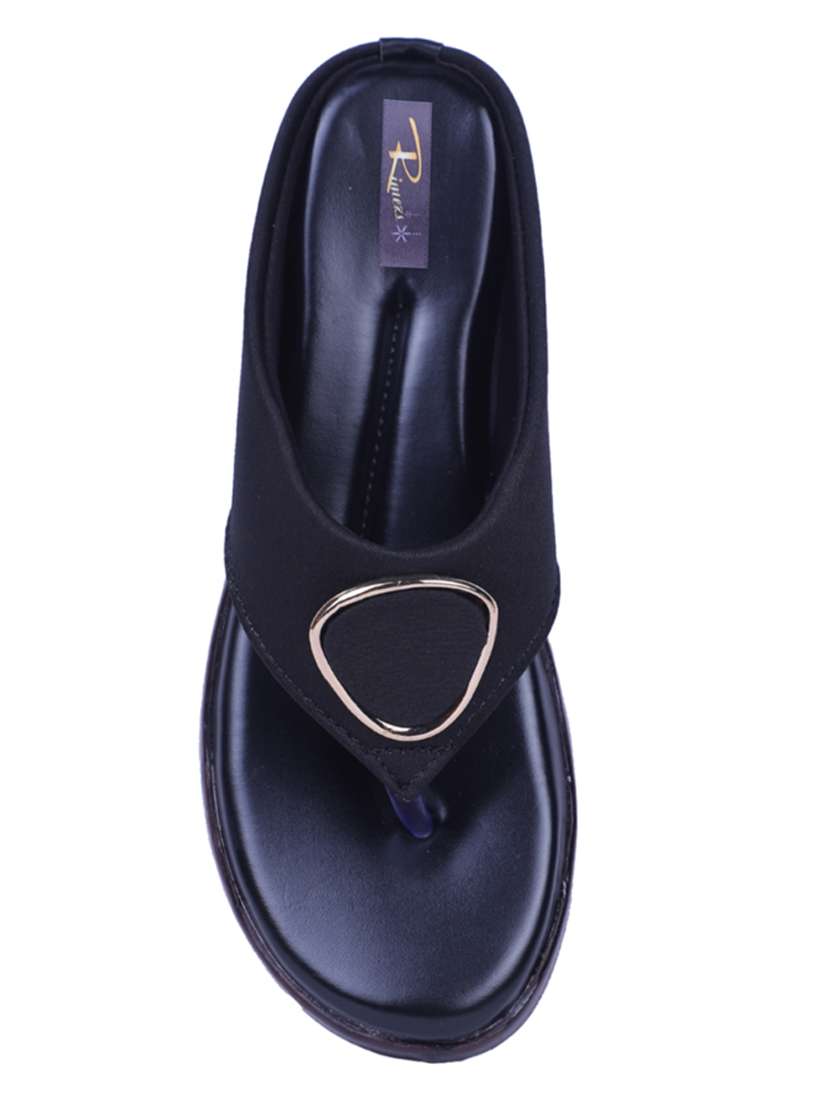 women black open thong flats - 20476198 - Standard Image - 5