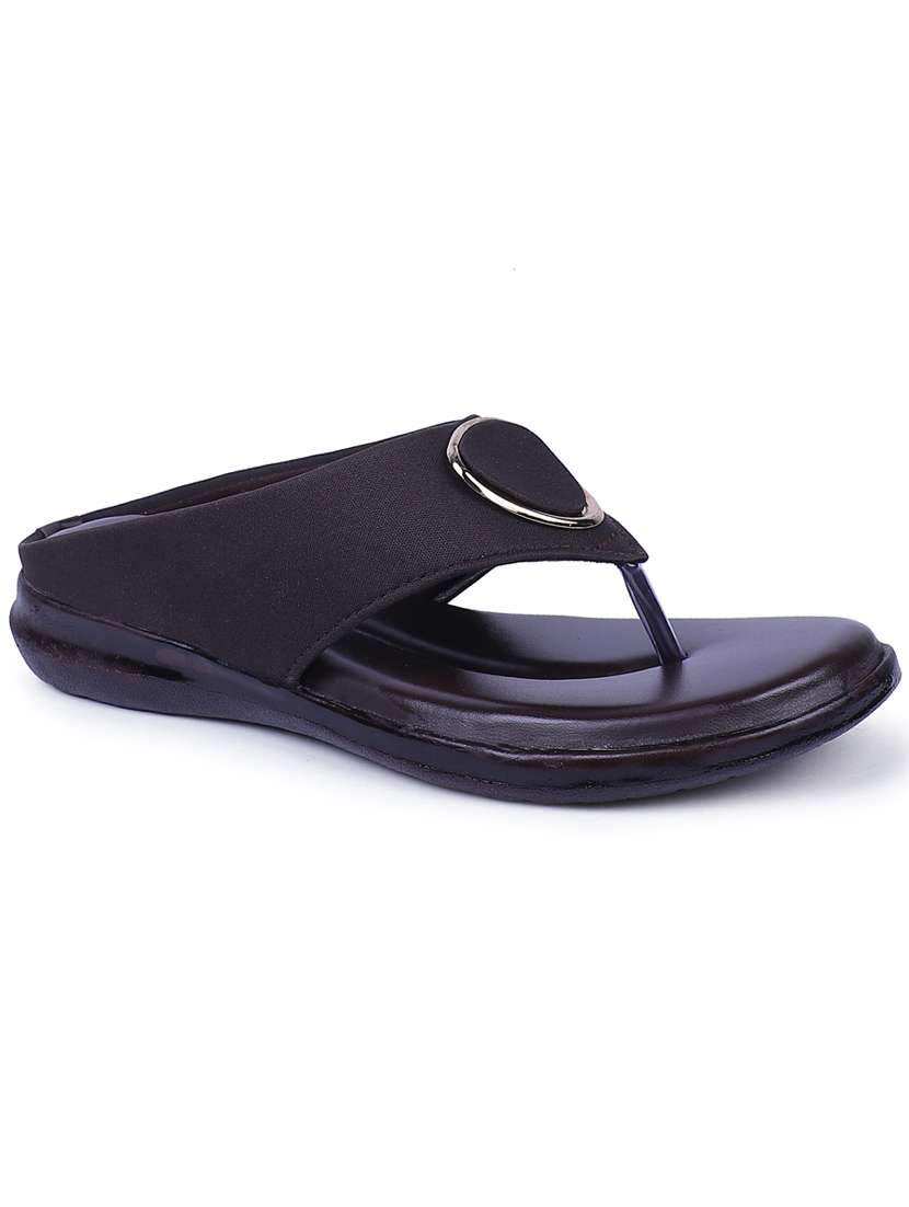 women black open thong flats - 20476202 -  Zoom Image - 0