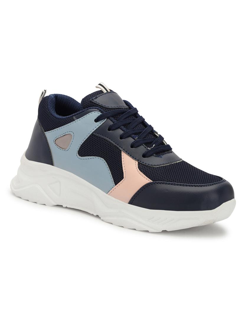 women color block navy blue lace-up sneaker - 20476379 - Zoom Image - 0