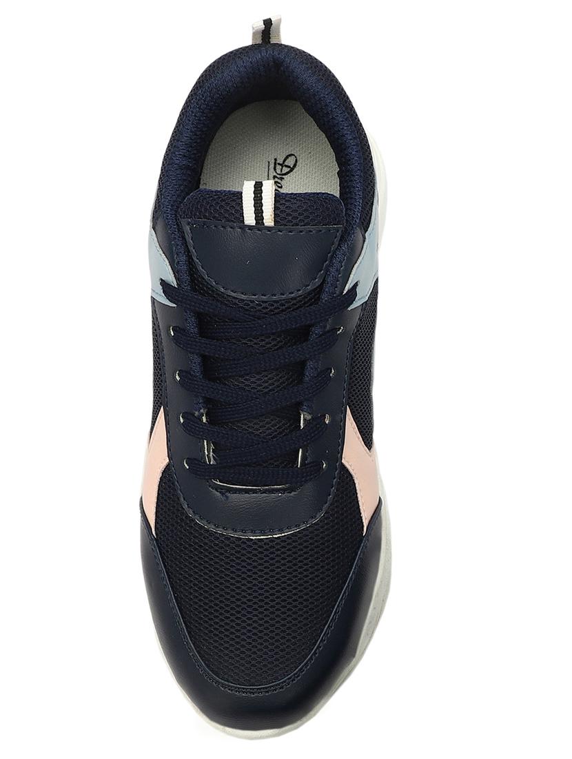women color block navy blue lace-up sneaker - 20476379 - Standard Image - 3