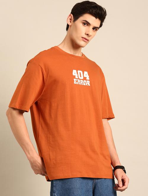 orange crew neck chest print t-shirt - 20477849 - Standard Image - 0