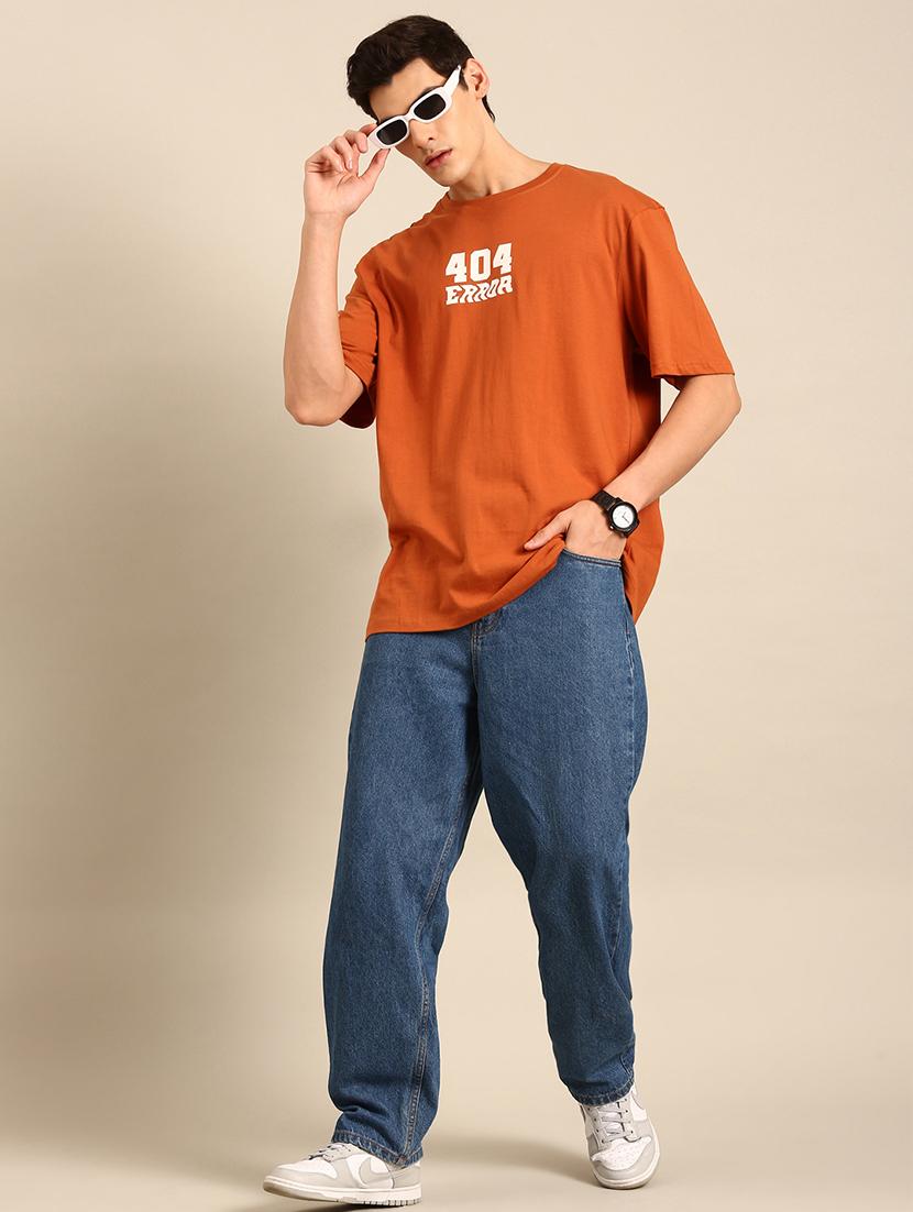 orange crew neck chest print t-shirt - 20477849 - Standard Image - 3
