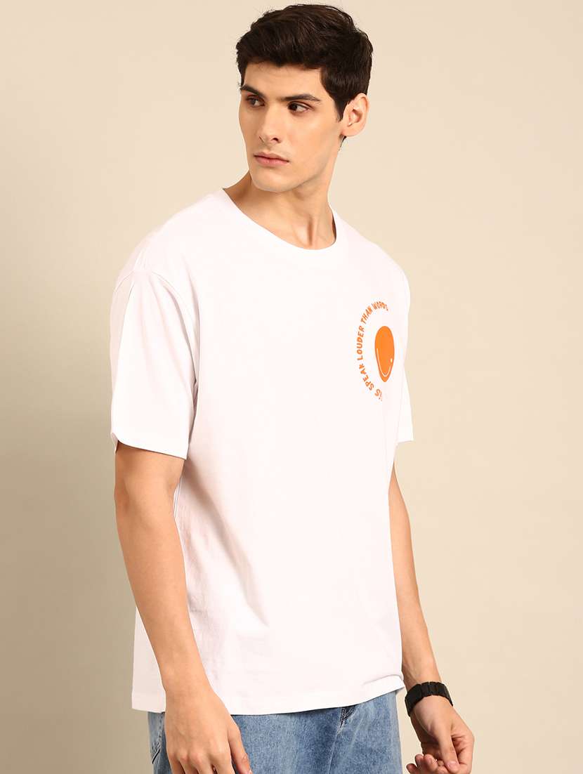 white  crew neck back print t-shirt - 20477858 -  Zoom Image - 0