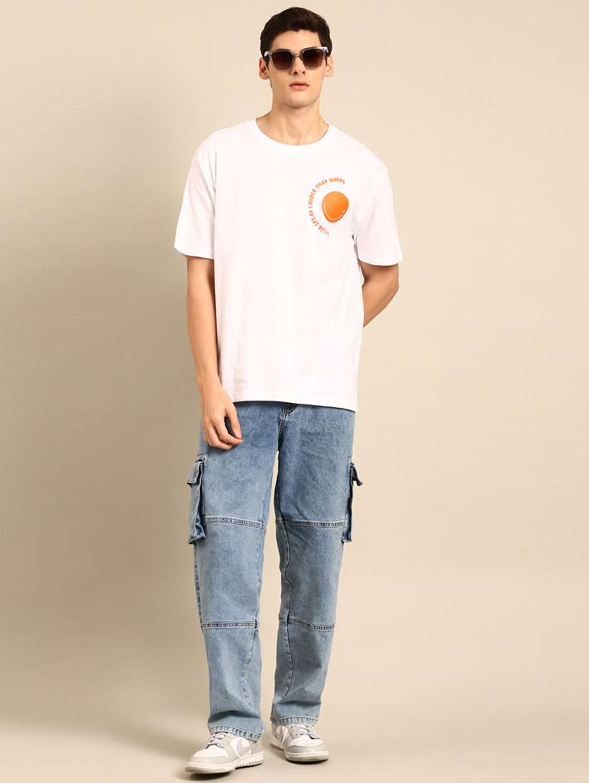 white crew neck back print t-shirt - 20477858 - Standard Image - 3