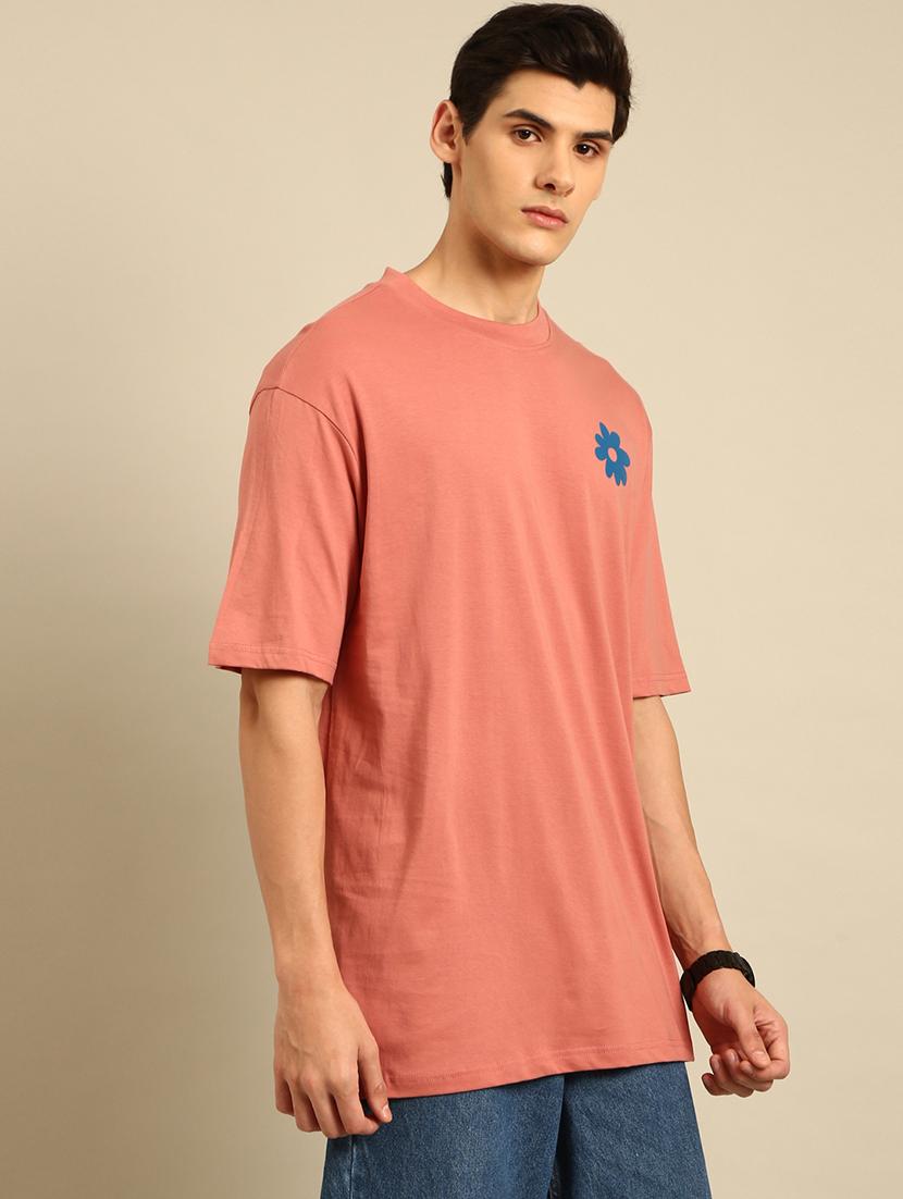 peach crew neck back print t-shirt - 20477888 - Zoom Image - 0