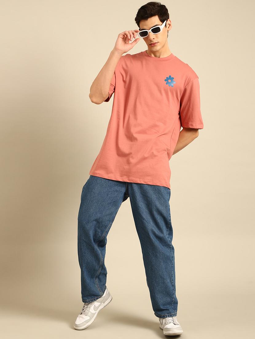 peach crew neck back print t-shirt - 20477888 - Standard Image - 3