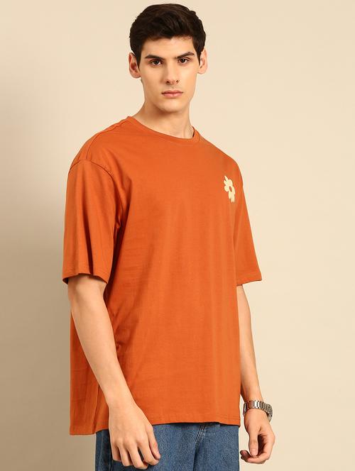 orange crew neck back print t-shirt - 20477890 - Standard Image - 0