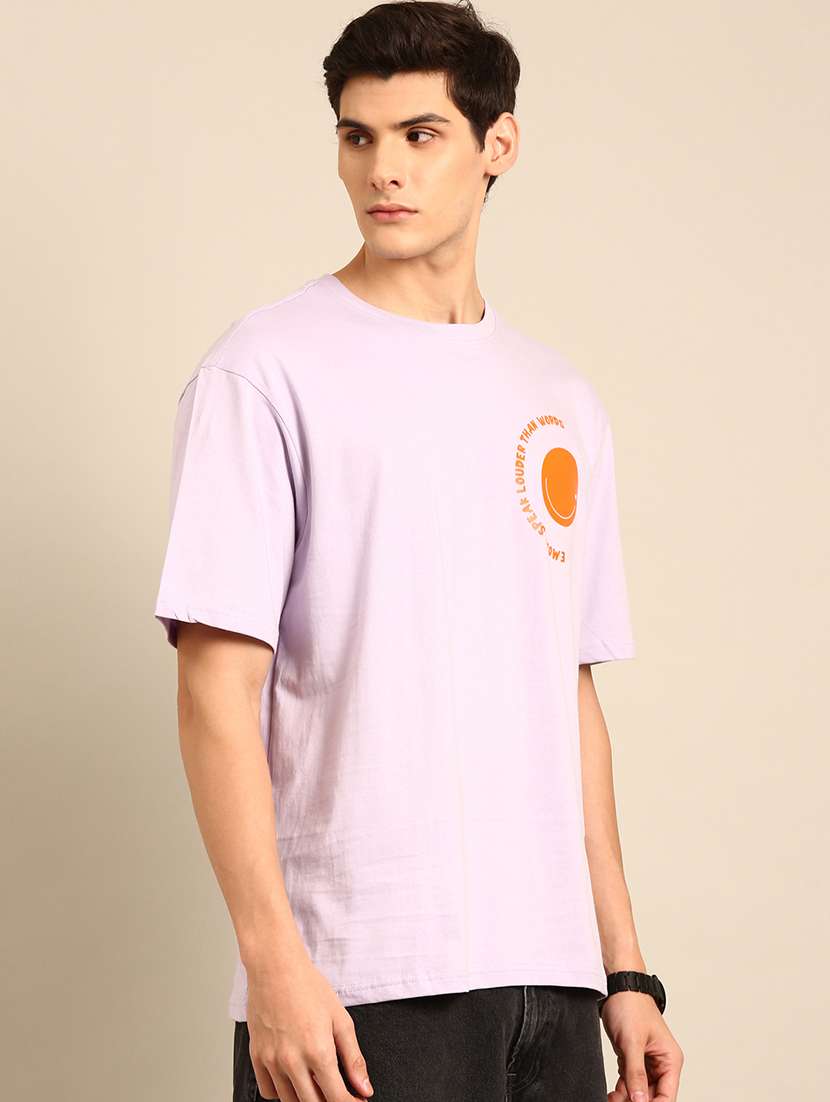 lavender crew neck back print t-shirt - 20477897 -  Zoom Image - 0