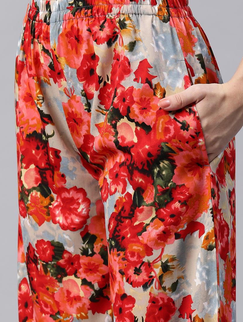 women multi color crepe top and trouser co-ord set - 20477946 - Standard Image - 3