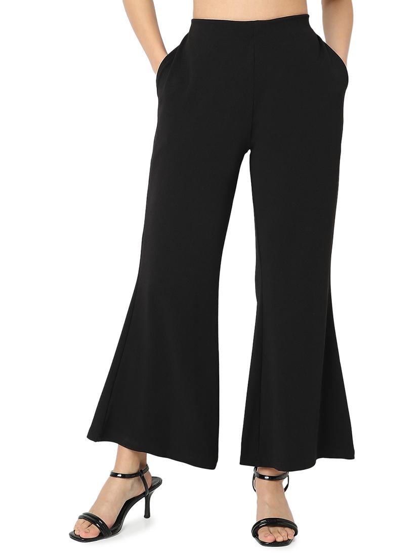 black solid flat front trouser - 20477956 - Zoom Image - 0