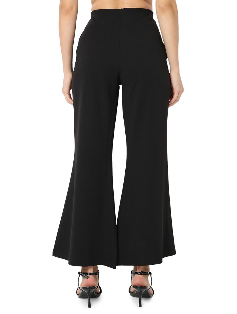 black solid flat front trouser - 20477956 - Standard Image - 3