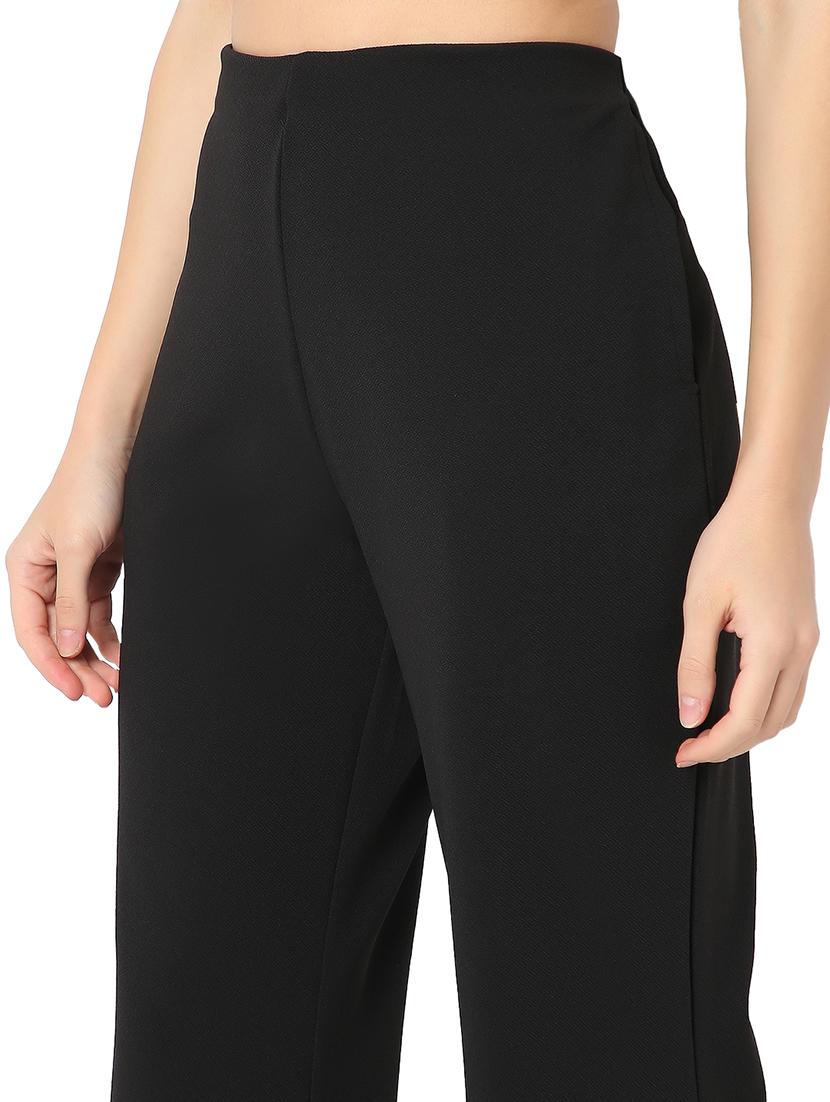 black solid flat front trouser - 20477956 - Standard Image - 5