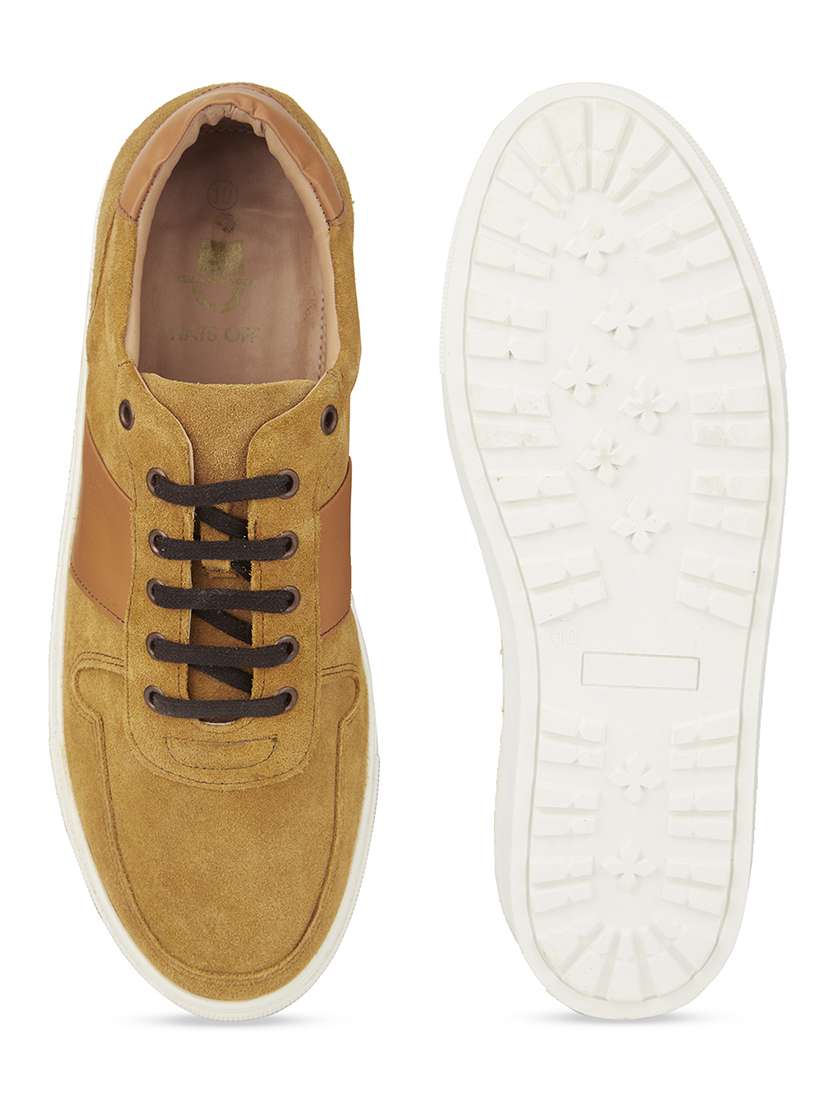 men color block tan suede lace up sneaker - 20478157 - Standard Image - 5
