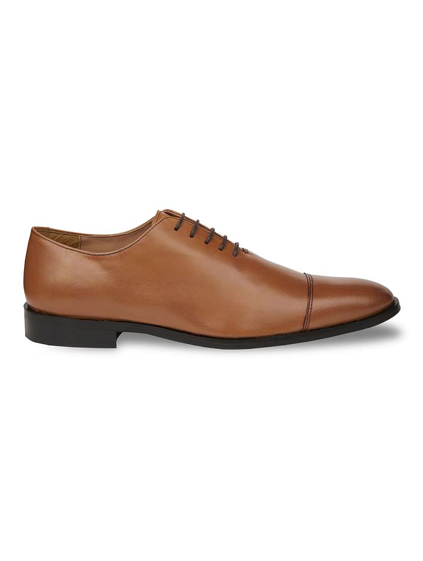 men solid tan lace-up oxford - 20478162 -  Standard Image - 3