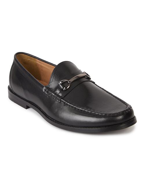 men solid black slip on moccasin - 20478172 -  Standard Image - 0