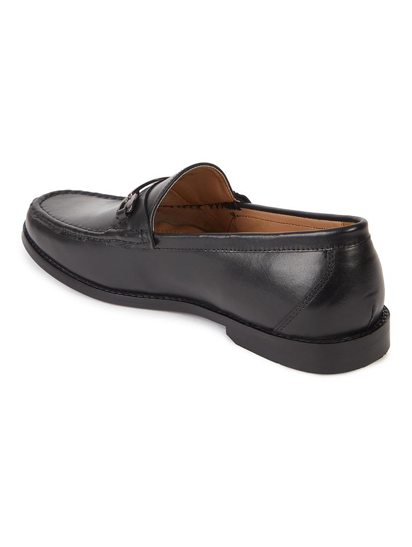 men solid black slip on moccasin - 20478172 - Standard Image - 3