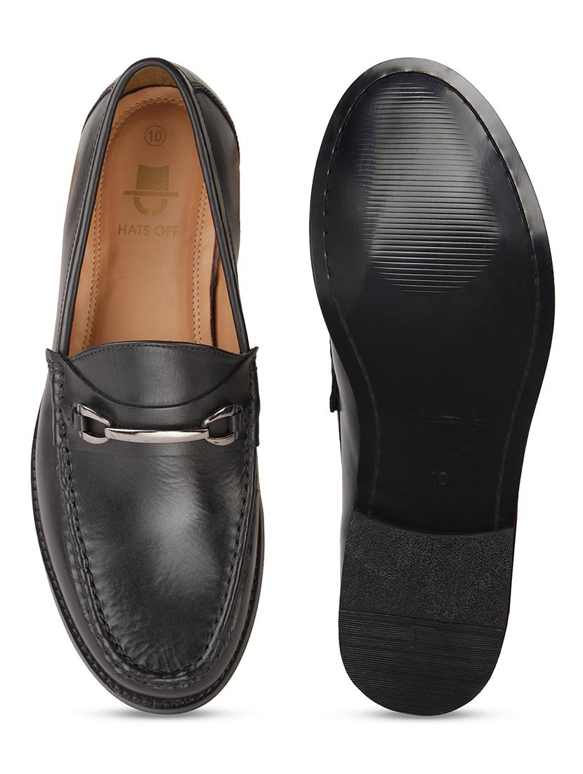 men solid black slip on moccasin - 20478172 - Standard Image - 5