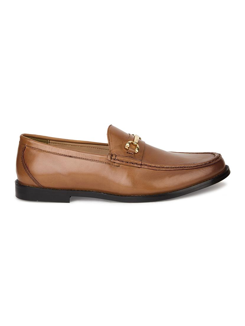 men solid brown slip on moccasin - 20478173 - Standard Image - 3
