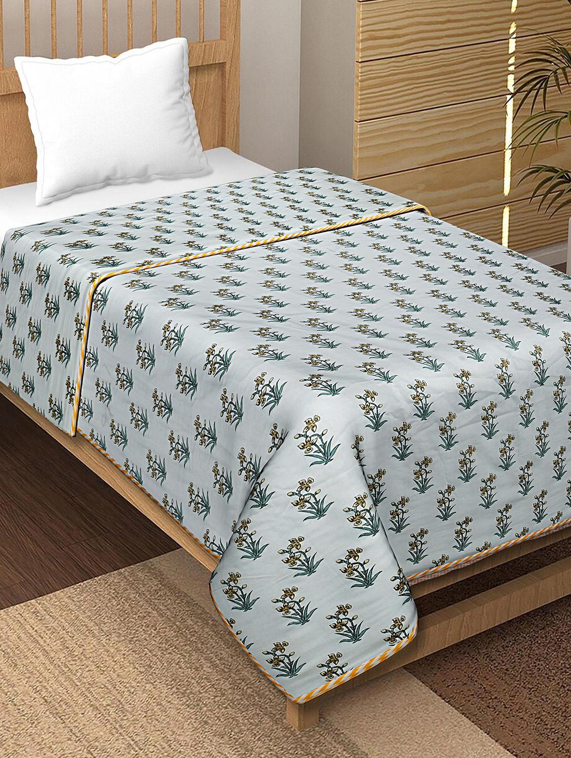texstylers cotton reversible floral print 57 x 87 inches jaipuri single bed ac dohar - 20478363 - Zoom Image - 0