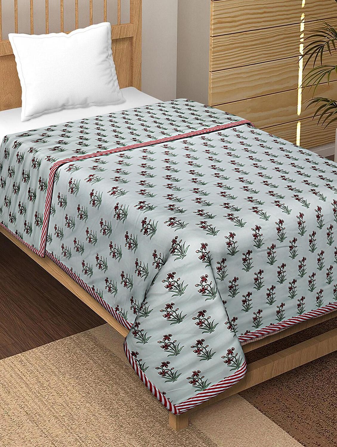 texstylers cotton reversible floral print 57 x 87 inches jaipuri single bed ac dohar - 20478364 - Zoom Image - 0