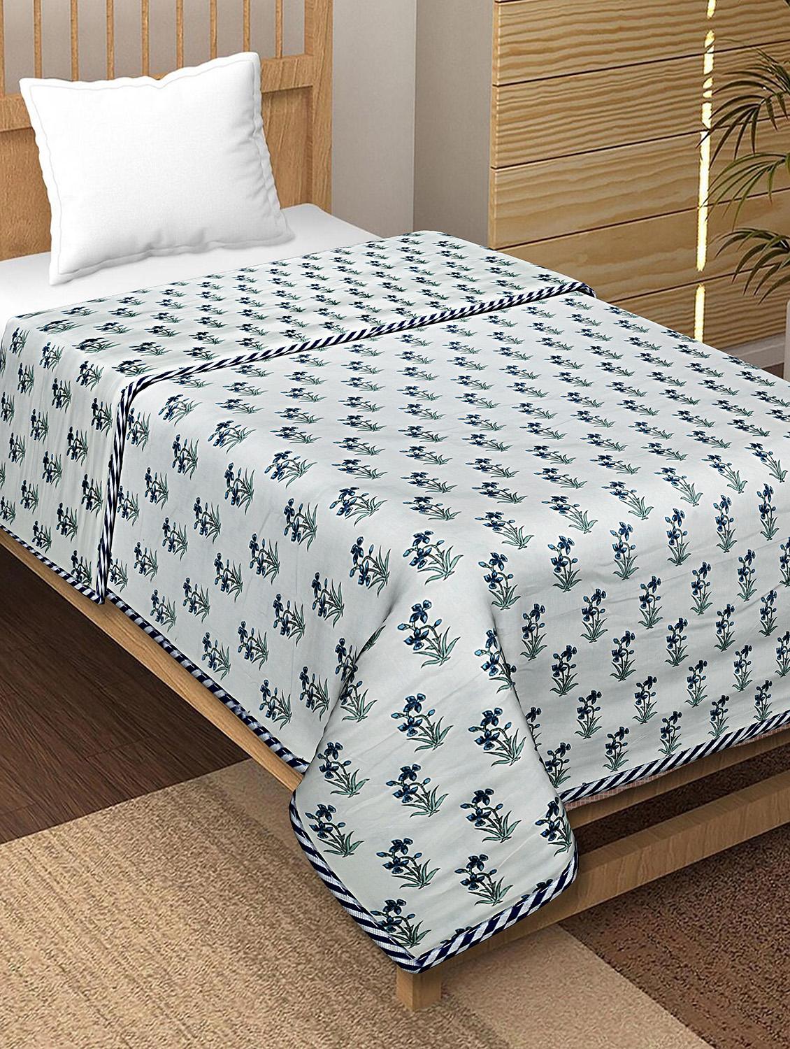 texstylers cotton reversible floral print 57 x 87 inches jaipuri single bed ac dohar - 20478365 - Zoom Image - 0