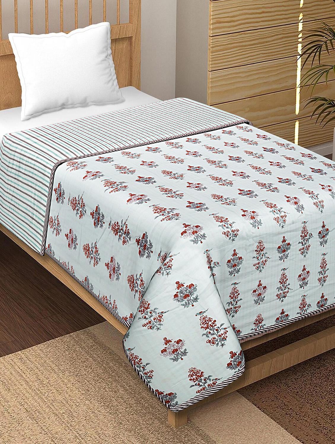 texstylers cotton reversible floral print 57 x 87 inches jaipuri single bed ac dohar - 20478368 - Zoom Image - 0