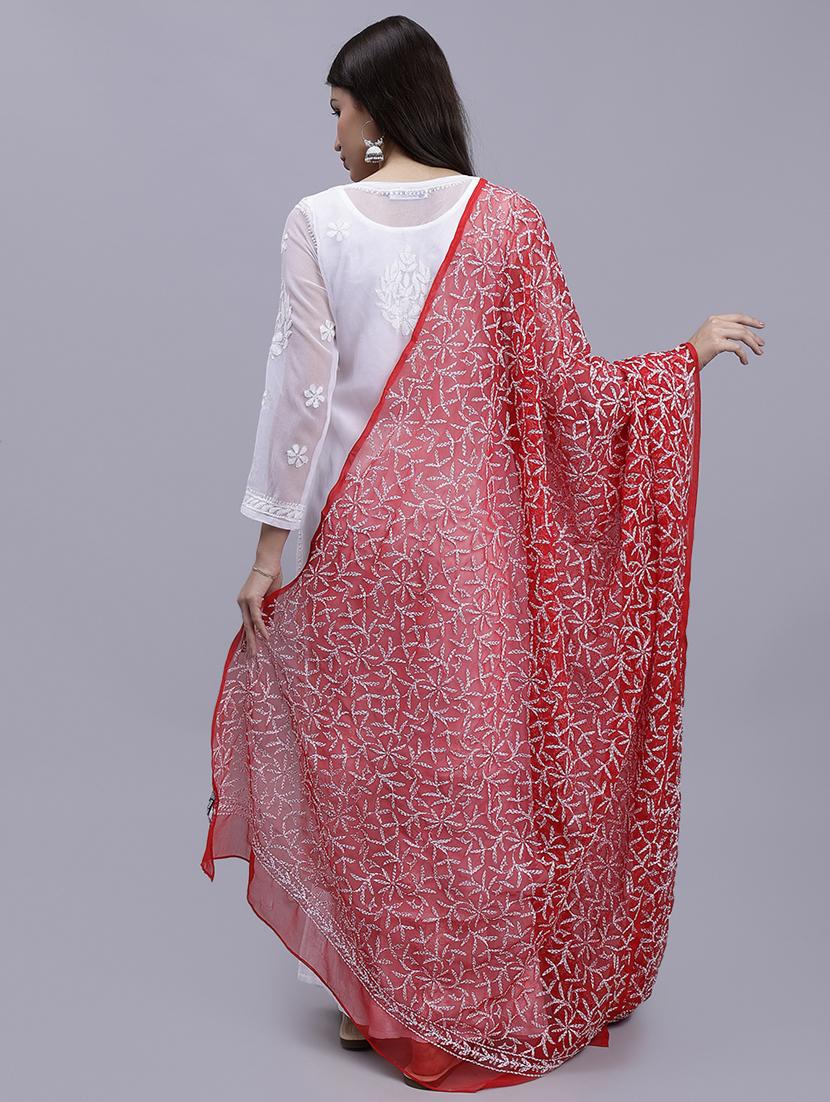 women red embroidered dupatta - 20478466 - Standard Image - 3