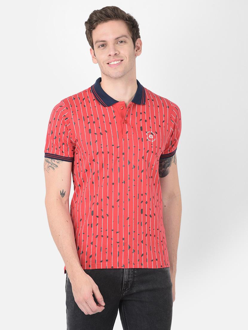 red printed polo t-shirt - 20478525 - Zoom Image - 0