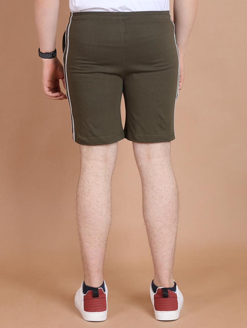 men side striped olive green cotton short - 20478544 - Standard Image - 3
