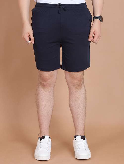 men side striped navy blue cotton shorts - 20478546 -  Standard Image - 0