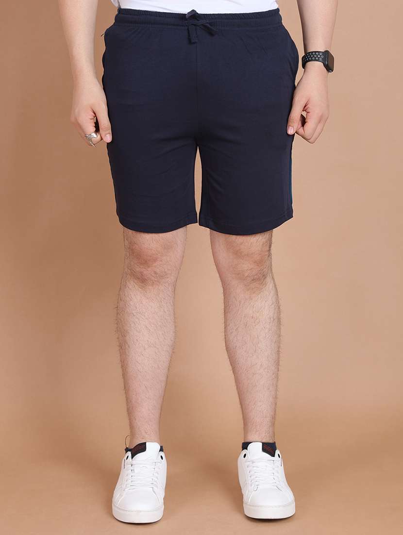men side striped navy blue cotton shorts - 20478546 -  Zoom Image - 0