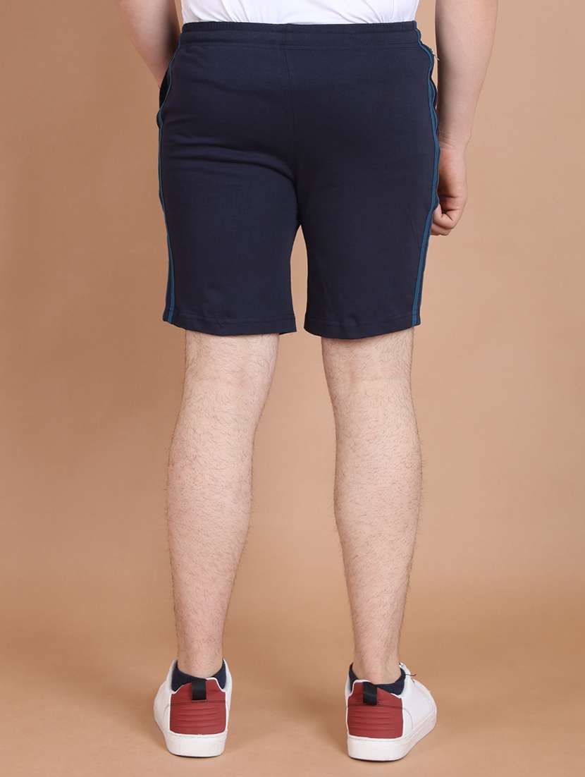 men side striped navy blue cotton shorts - 20478546 - Standard Image - 3