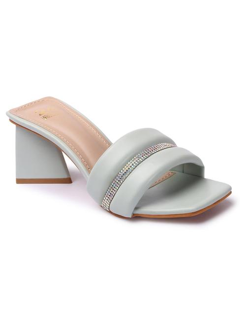 women embellished grey slip on heel sandal - 20478614 - Standard Image - 0