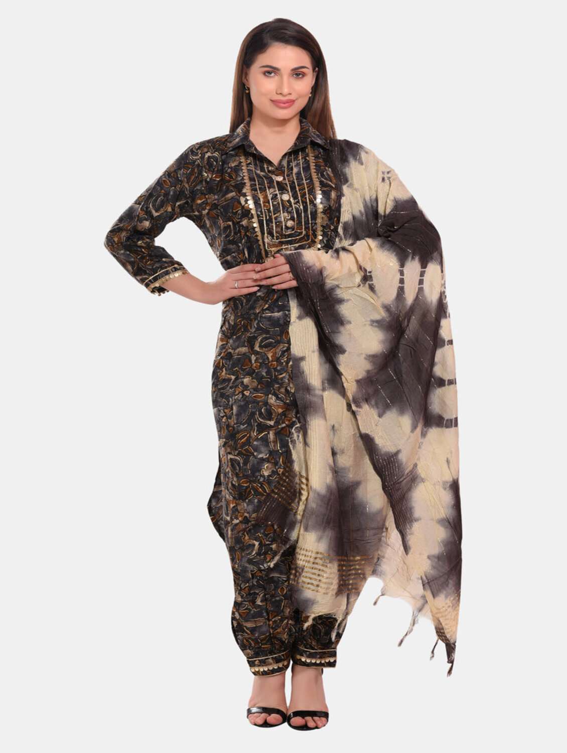 women multi color kurta salwar set with dupatta