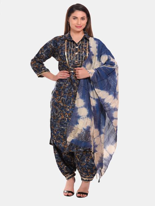 women blue kurta salwar set with dupatta - 20478825 -  Standard Image - 0