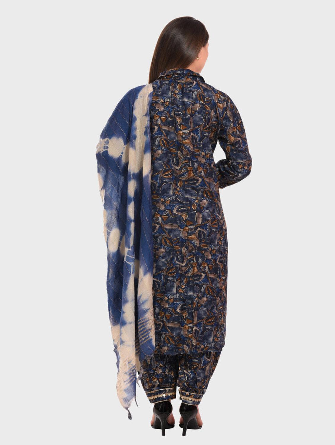women blue kurta salwar set with dupatta - 20478825 - Standard Image - 3