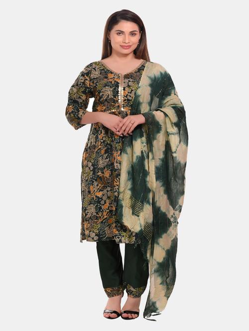 women three quarter sleeve kurta pant with dupatta set - 20478828 - Standard Image - 0