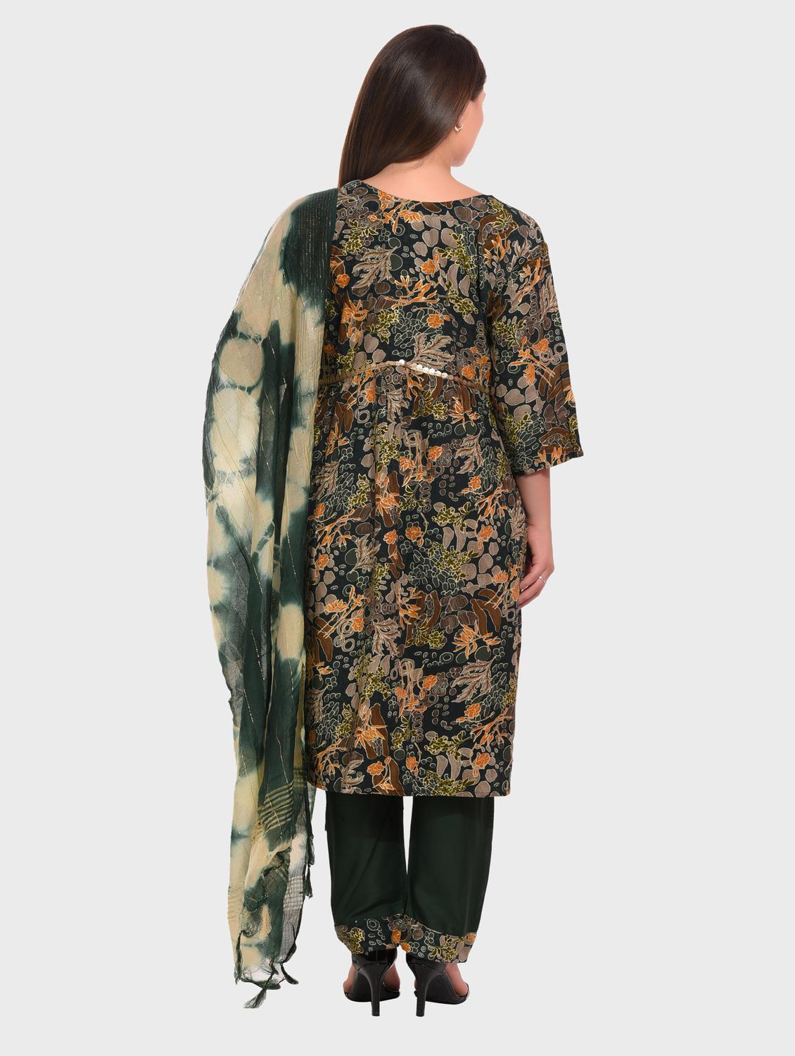 women three quarter sleeve kurta pant with dupatta set - 20478828 - Standard Image - 3