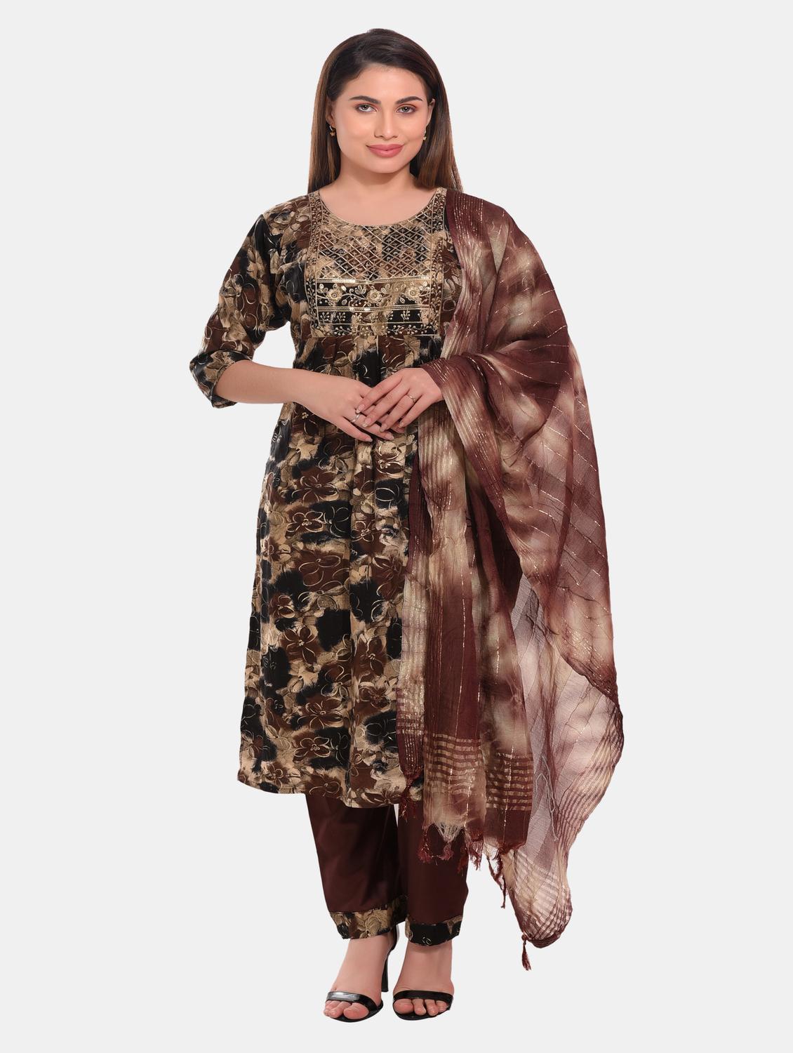 women muti color kurta salwar set with dupatta