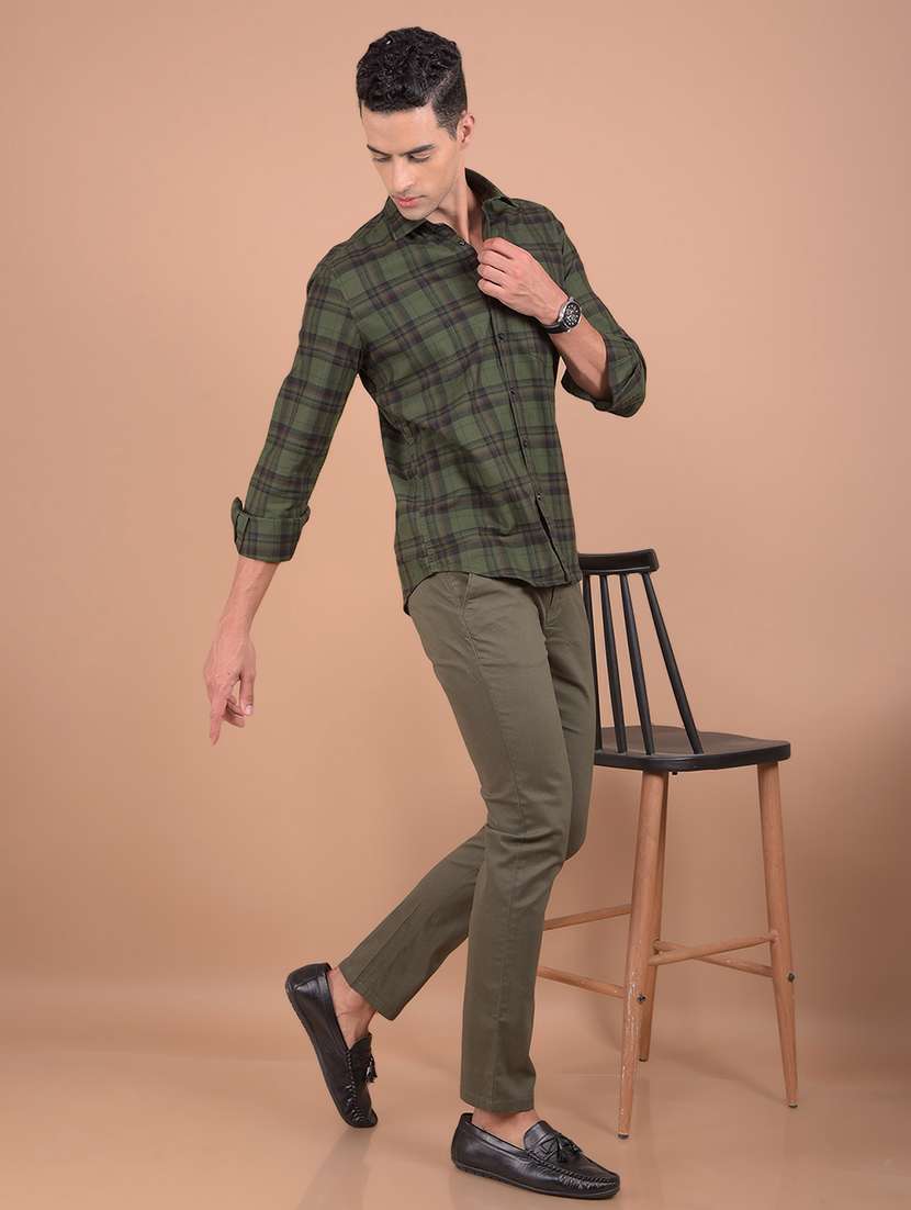 mne solid brown cotton slim fit casual trouser - 20478857 - Standard Image - 5
