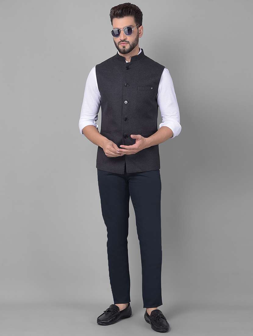 men black polyester blend classic waist coat - 20478867 - Standard Image - 3