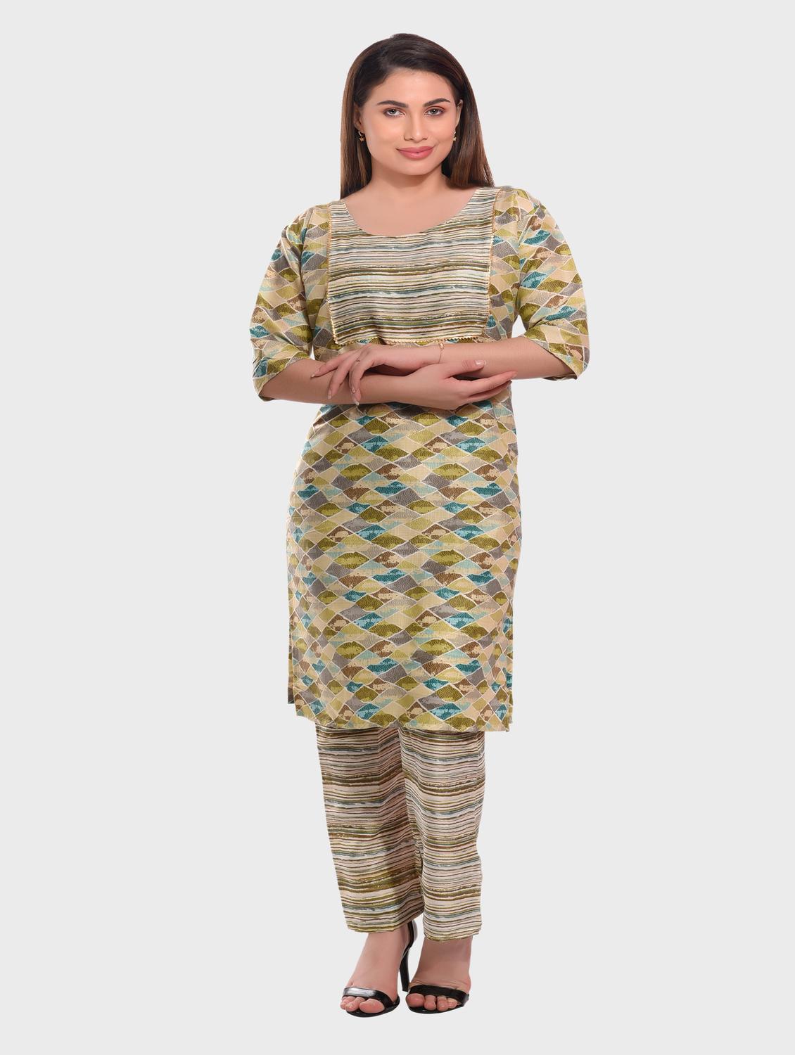 women multi color round neck kurta pant set - 20478887 - Standard Image - 3