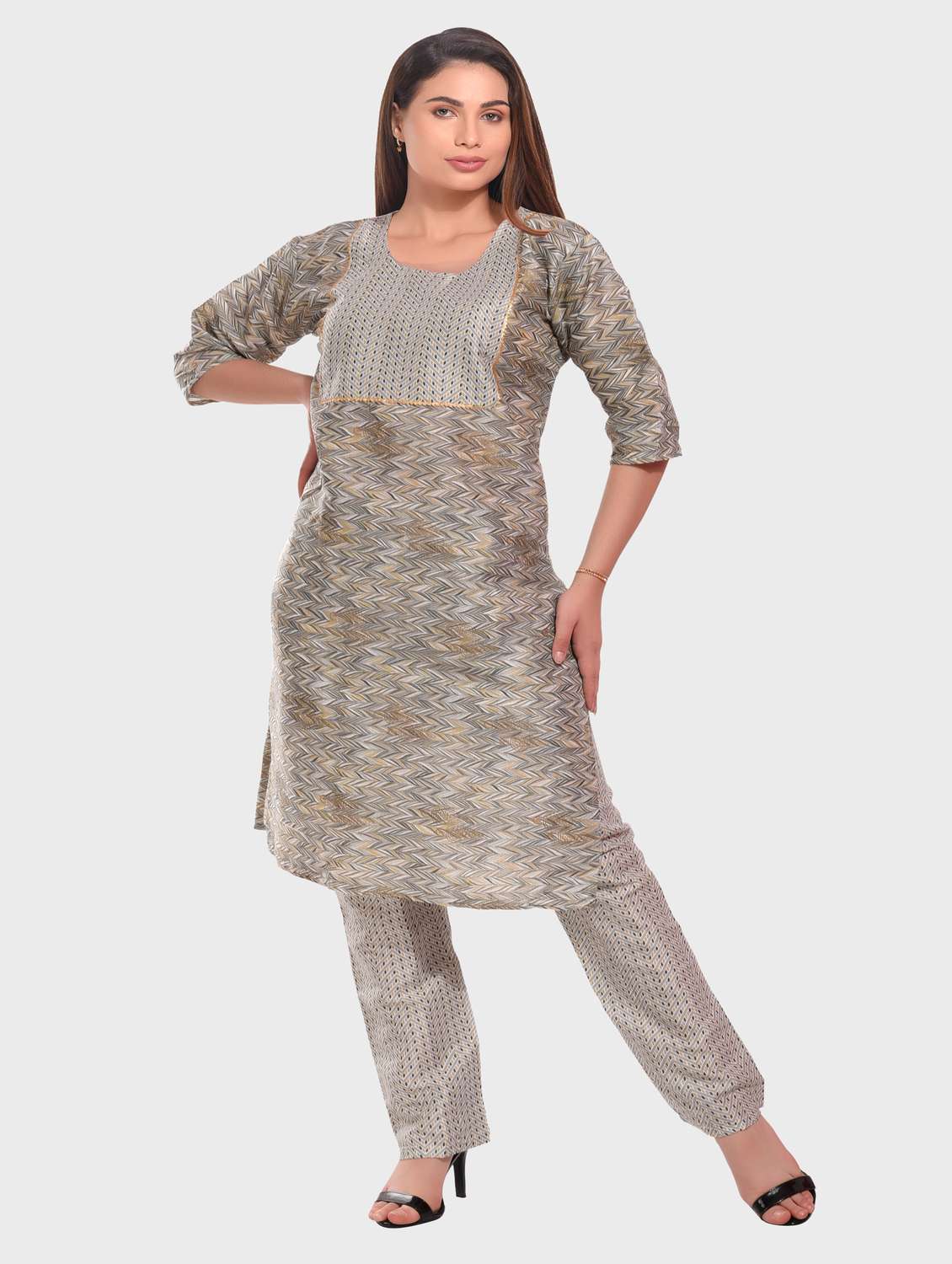 women multi color round neck kurta pant set - 20478889 -  Standard Image - 3