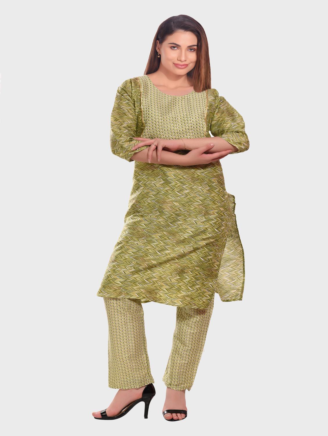 women round neck kurta pant set - 20478890 - Standard Image - 3